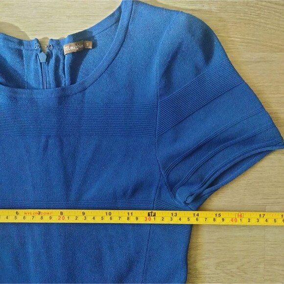J. McLaughlin Women's Knit Dress Drop Waist | Small - Blue - Short Sleeve - Picture 2 of 8